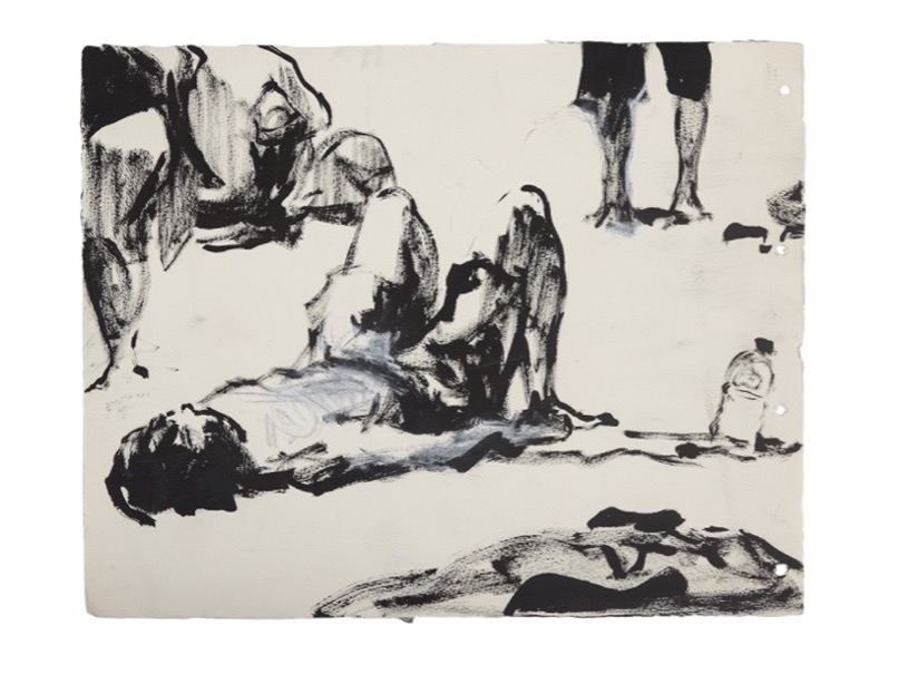 Artwork: Untitled Beach life figures surfboard