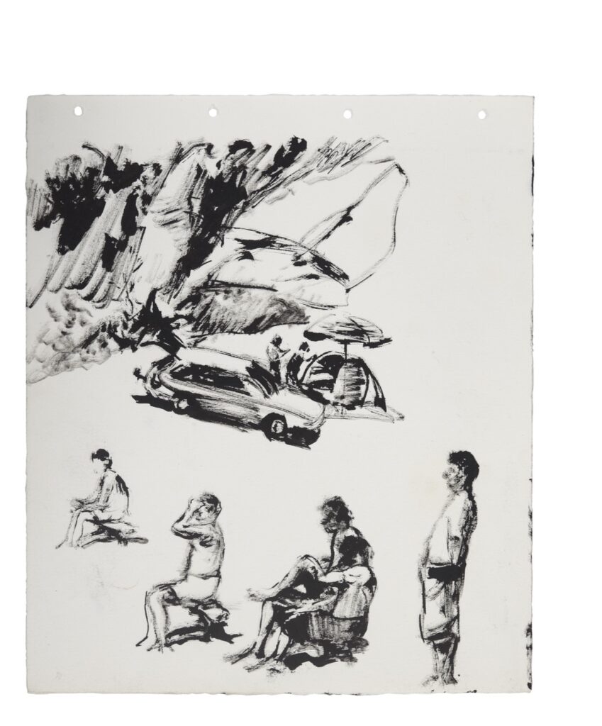 Artwork: Untitled Figures station wagon beach umbrella