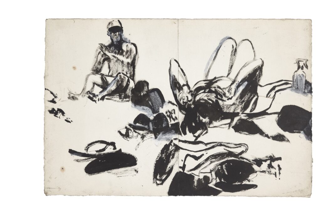 Artwork: Untitled Two figures thongs sunscreen