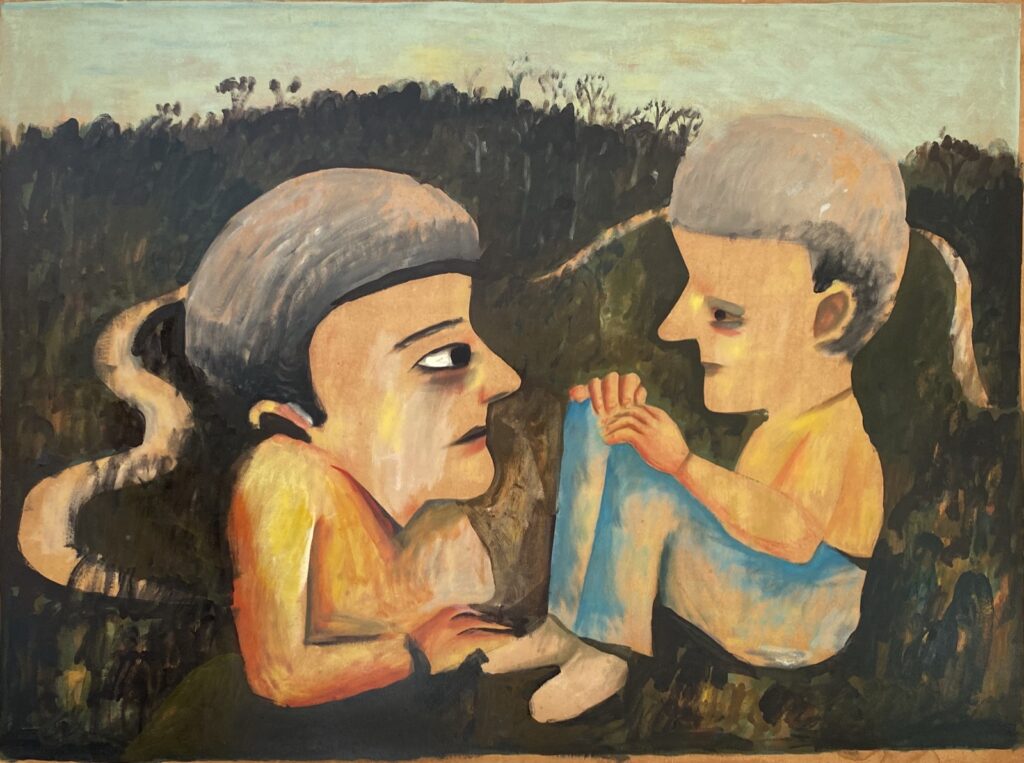 Artwork: Two children on a mountain