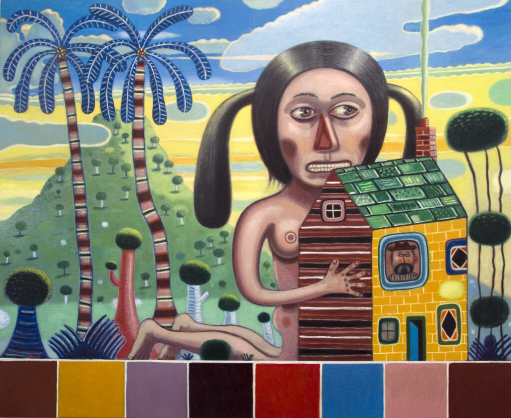 Artwork: Woman protecting a house from evil