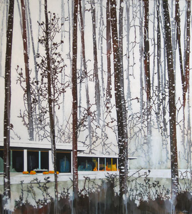 Artwork: Modern Home Red Aspens Snow