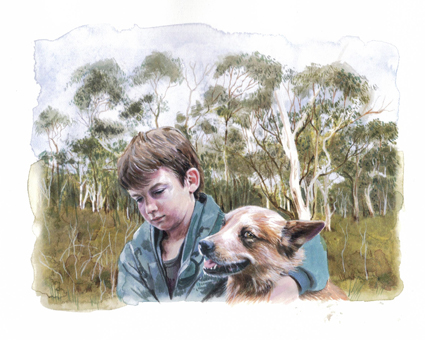 Artwork: Alone with dog Jesse and Kelly