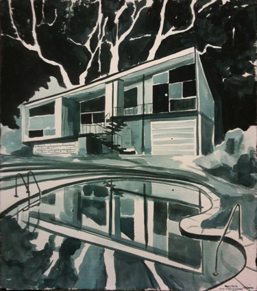 Artwork: Mums House with LA Pool and Trees