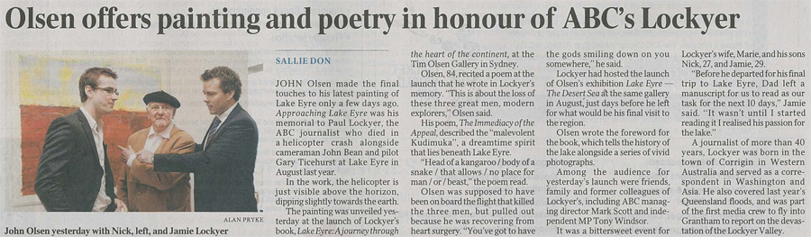 Olsen offers painting in honour of ABC's Lockyer