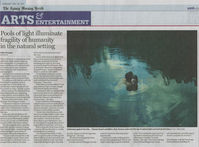 Pools of light illuminate fragility of humanity in the natural setting